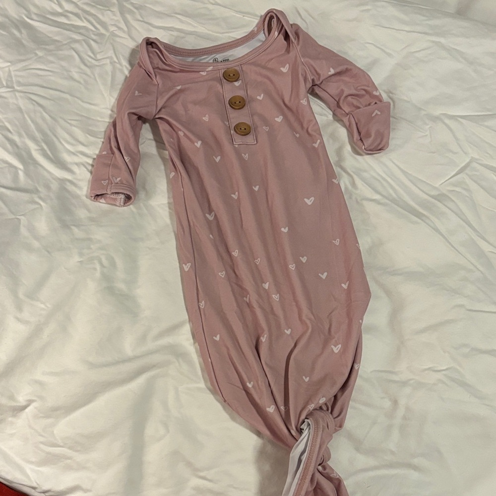 Caden Lane Blush Baby Gown with Heart Accents